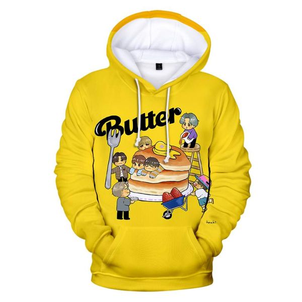 

men's hoodies & sweatshirts yellow butter print hoodie men/women casual harajuku pullovers autumn fashion clothing, Black