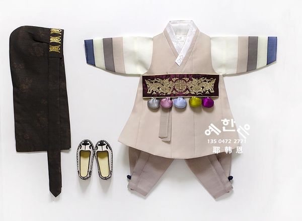 

south korea imported high-end hanbok fabric 100-day suit boy mid-length customization ethnic clothing, Red