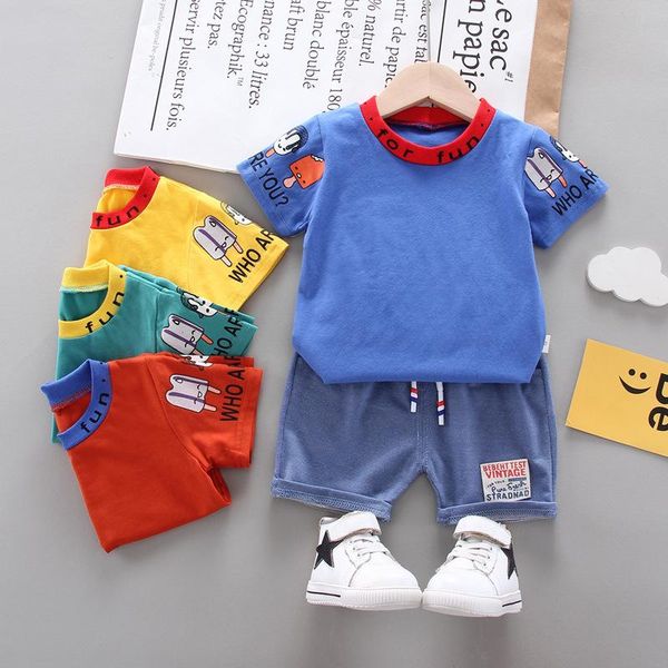 

summer toddler clothing fashion boys girls casual outfits 1 2 3 4 years kids t-shirt + shorts baby clothes tracksuits sets, White