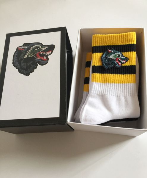 

4 pair/box animal head mens socks four pairs fashion sports socks wolf embroidery leisure cotton man socks gift box set trdjzs, Black