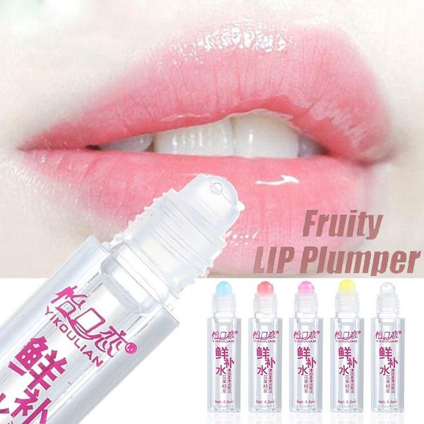 

lip balm crystal clear roller ball nutritious oil natural fresh fruit essence moisturizing lips repair shiny gloss