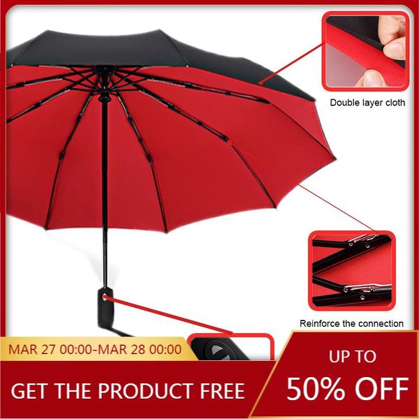 

umbrellas umbrella parasol women's sun automatic folding ten bone reinforced male female windproof double rain