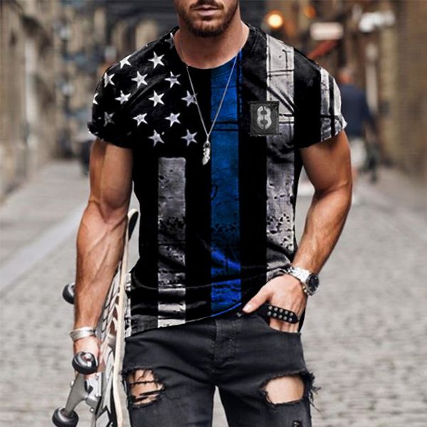 

summer t-shirt new flag style 3d digital printing casual men's short sve sports t-shirt eg0, White;black