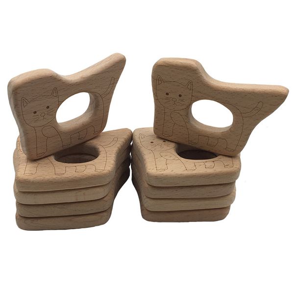 

2021 cat baby teether diy jewelry pendants necklace bracelets accessories bpa pacifier wooden teether dental care