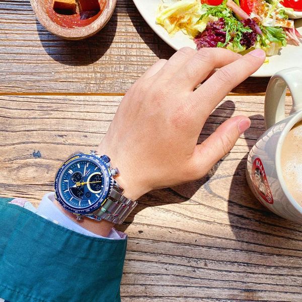 

wristwatches naviforce men's digital watches sports watch mens chronograph quartz male clock relogio masculino, Slivery;brown