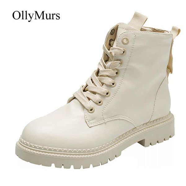 

boots botas mujer 2021 casual shoes women platform black real leather brand ladies footware patchwork female ankle boot