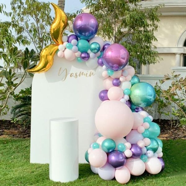 

107pcs rainbow color mermaid tail balloon garland arch mermaid theme party decorations kids birthday party decors little mermaid
