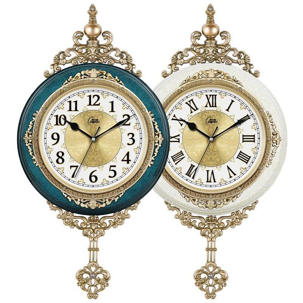 

wall clocks european-style personality living room luxury creative swing watch baroque silent atmosphere bedroom quartz clock wf1103