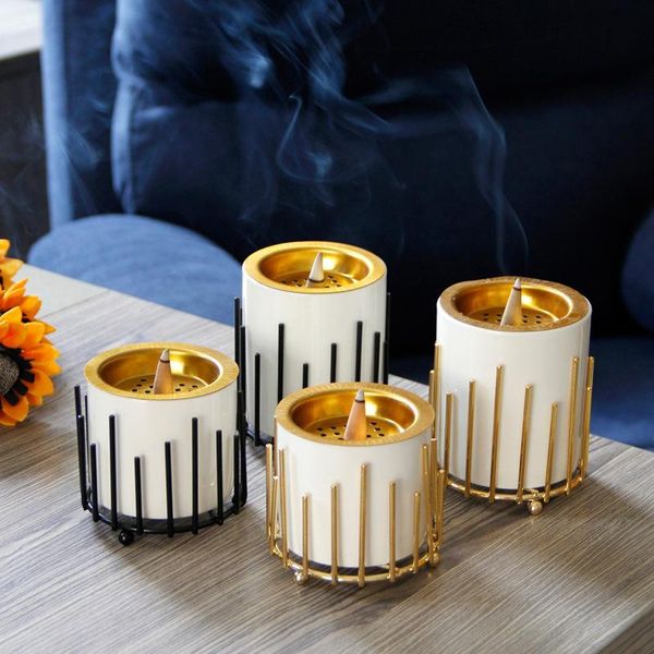 

fragrance lamps creative nordic ceramic incense burner ornament modern home metal combination decoration ornaments