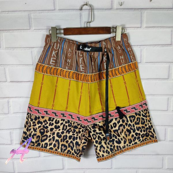 

men's shorts kapital oversize women's leopard pattern stitching hip-hop street sports casual loose, White;black