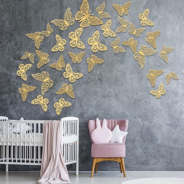 

wall stickers 36pcs 3d artificial butterfly diy removable hollow decals used for refrigerator and wedding decorations