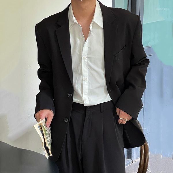 

men's suits & blazers black suit coat and women's korean loose casual blazer single breasted autumn 2021 tide jacket, White;black