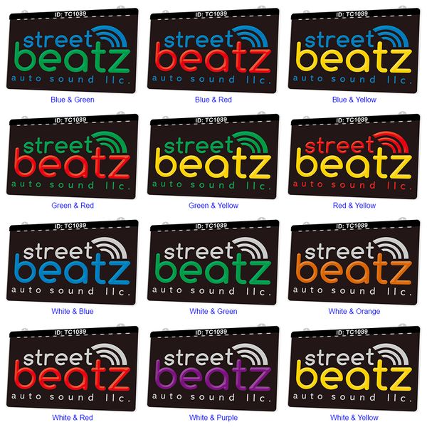 TC1089 Street Beatz Auto Sound LLC Light Sign Dual Color 3D Graving