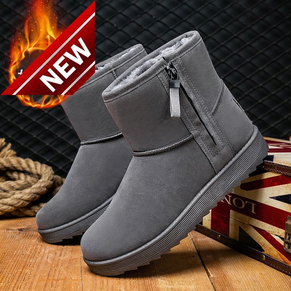 

northeast snow boots men's winter fur integrated plush warm thickened waterproof anti-skid bread cotton shoes, Black