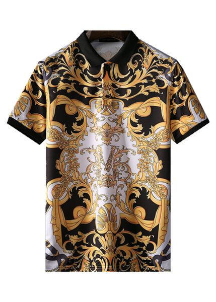 

2021 Designer Brand polo shirt Mens luxury t shirts polos floral embroidery High street famous print men poloshirts#ZOM-3XL37, Gold