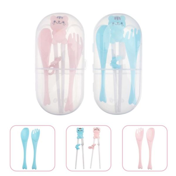 

chopsticks 2 sets cartoon kid eat training baby learning tableware (blue)