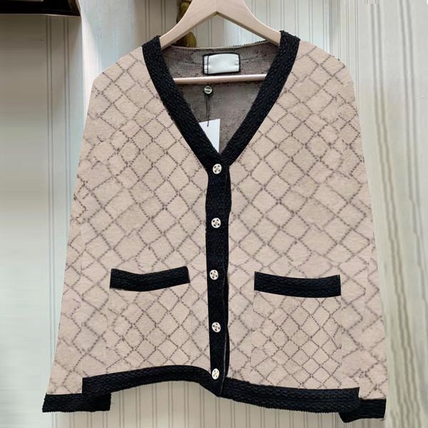 

womens designer knit tees fashion winter coat v-neck long sleeves sweaters letter patterns coat ladies knits outerwear, White