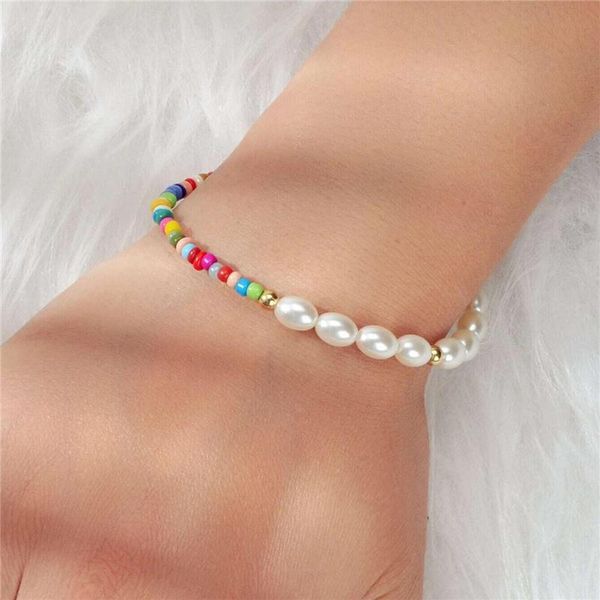 

link, chain baroque pearl bracelet for women boat rudder fishing line toggle clasp circle lariat bead diy jewelry, Black