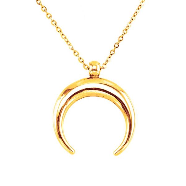 

pendant necklaces simsimi women ox horn moon charm necklace choker stainless steel crescent collier lune corne demi gift, Silver