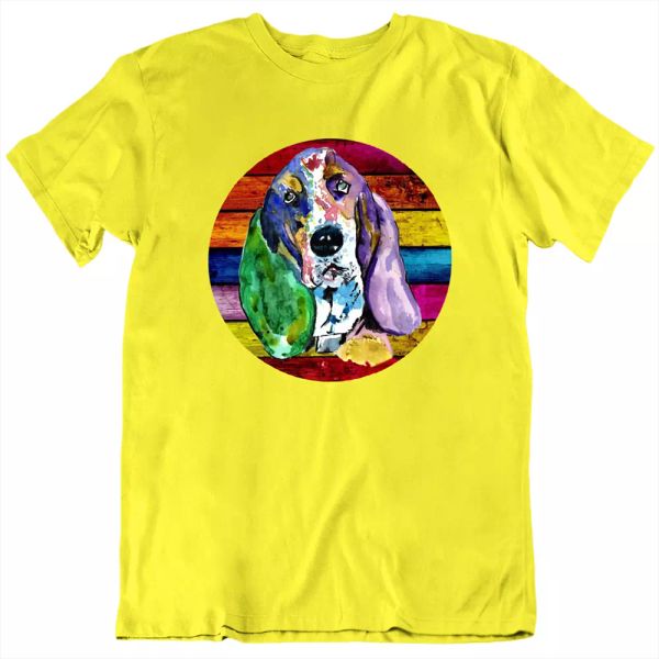 

basset hound rainbow tee vintage retro gift dog icon cartoon men's t shirt new, White;black