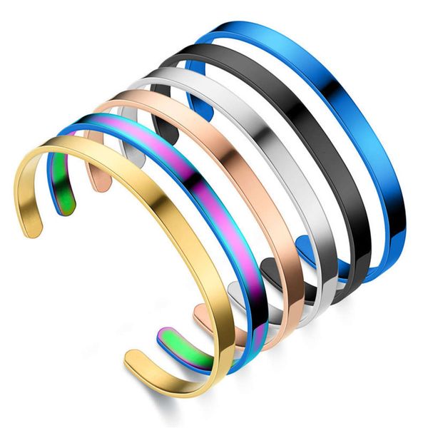 

hand catenary fashion wordless titanium steel c-shape smooth plate bracelet, Golden;silver