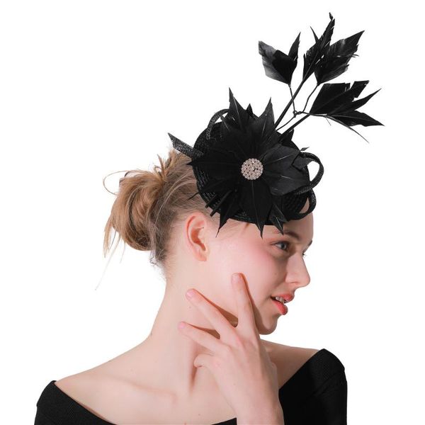 

female cocktail church fascinators hairpin accessories ladies headwear feather flowers hair clip decoration party headpieces