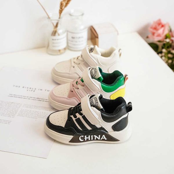 

children sneakers girls boys casual shoes 2021 pu leather designshoes breathable autumn kids running school shoes g1025, Black;red