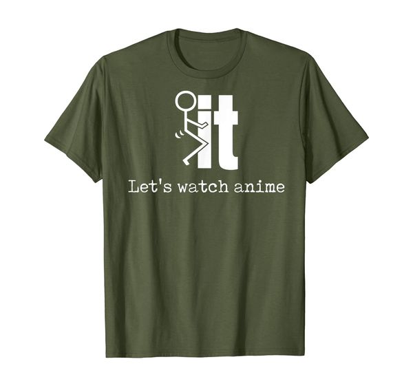 

let's watch anime - funny anime offensive t-shirt, White;black