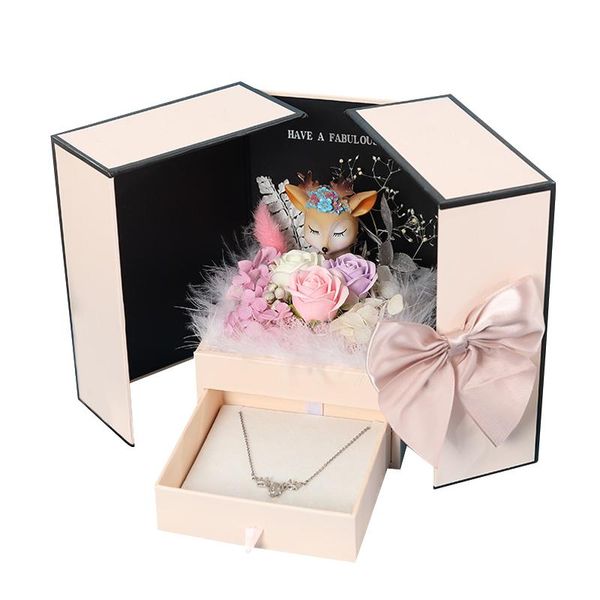 

storage bags rose soap flower gift box a deer pink light christmas valentine's day creative present for beloved one