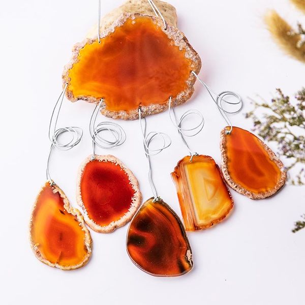 

garden decorations h&d agate slice wind chime healing gemstone stone hanging ornament home window eave balcony decoration spiritual gift (br