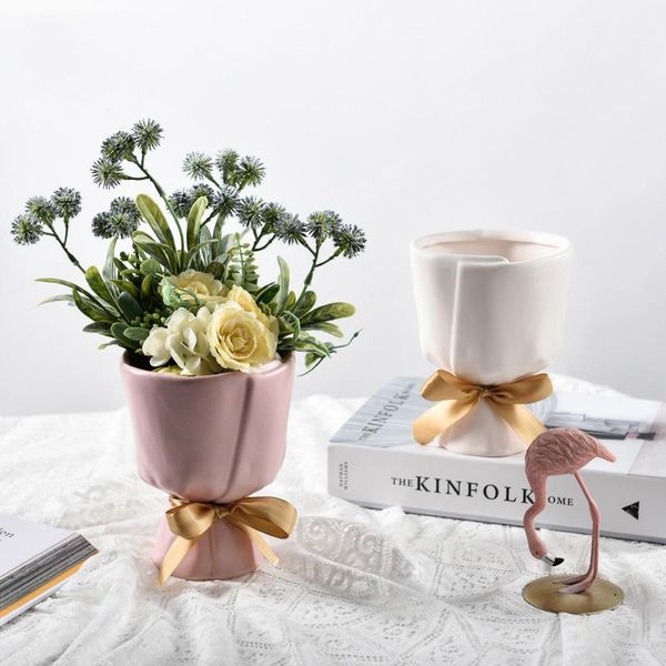 

vases nordic creative small fresh flower bouquet modeling ceramic vase for living room artificial table decoration home