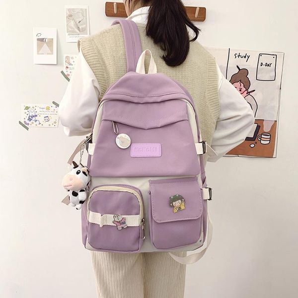 

backpack fashion women rucksack kawaii multiple pockets student lapfor girls femal travel mochila cute teenager schoolbag