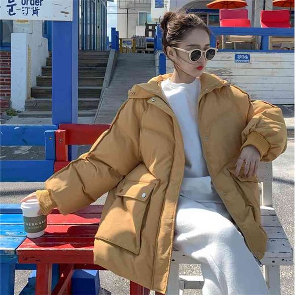 

streetwear hooded short cotton loose jacket casual plus size zipper coat winter soft fabric warm thicken outwear 210517, Black