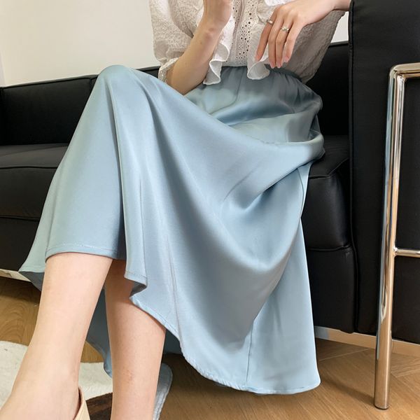 

skirts high waist women summer a-line fashion solid color elegant black clothes faldas jupe femme saia c6tj