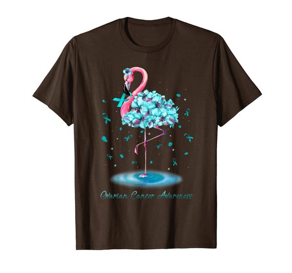 

faith hope love flamingo flower - ovarian cancer awareness t-shirt, White;black