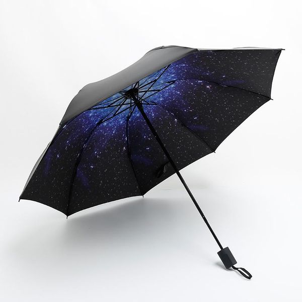 

umbrellas yesello star sky universe umbrella women waterproof sun rain parasol colorful flower panda three folding black pencil