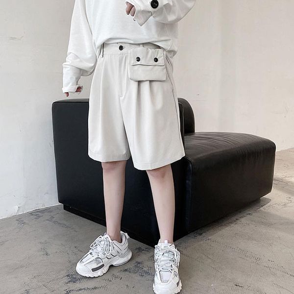 

men's personalized detachable pants by waist pack five part summer fashion low block loose casual shorts, White;black