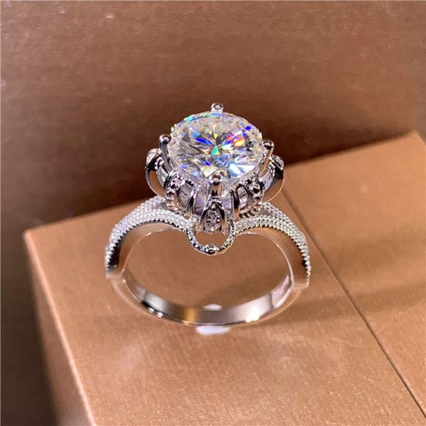 

cluster rings 100% 18k gold ring 1ct d color vvs moissanite diamond wedding with national certificate 0011, Golden;silver
