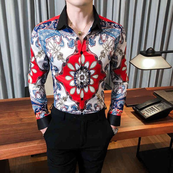 

t shirts spring 2021 man-style floral thin british style casual club tuxedo streetwear 6r1c, White;black