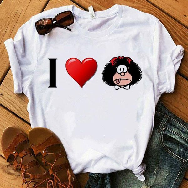 

women's t-shirt i love paz mafalda or quiero women tshirt girl ulzzang graphic 90s summer print tees cartoon harajuku clothes drop shi, White