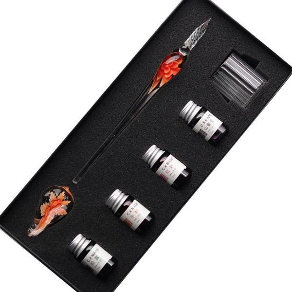 

gel pens glass calligraphy pen crystal dip ink set non-carbon signature writing tools fku66