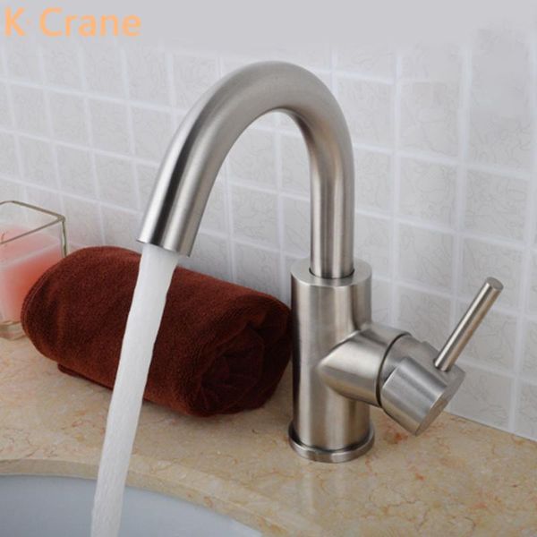 

bathroom basin faucet cold water mixer grifo sus304 stainless steel taps brush nickel washbasin 360 degree swivel kraan tap sink faucets