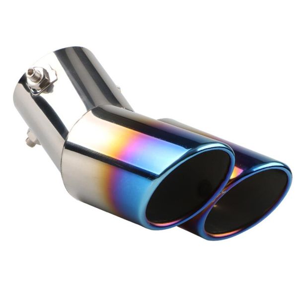 

manifold & parts stainless steel auto muffler car double pipe tail throat grilled blue bend exhaust modification supplies