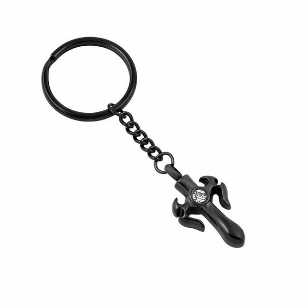 

keychains stainless steel key chain with crystal souvenir cross mini cremation jewelry urn for ashes ring keepsake gift women men, Silver