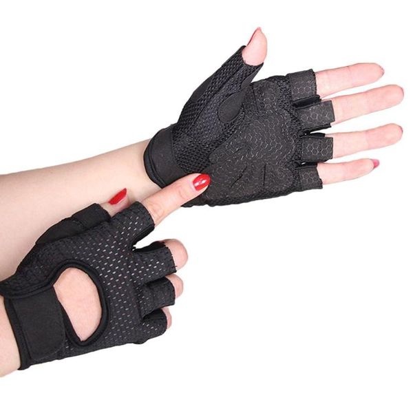 

cycling gloves half finger weightlifting glove dumbbell barbell crossfit fitness gym weight lifting bodybuilding musculation sports, Black