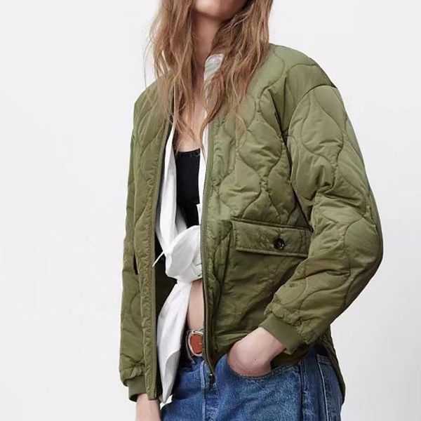 

women's down & parkas women 2021 autumn and winter double-sided padded jacket v-neck long-sleeved large pocket cotton-padded, Black
