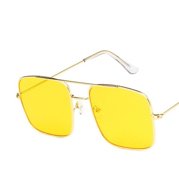 

retro square oversized sunglasses men women pink lens sun glasses fashion vintage yellow luxury mirror color, White;black