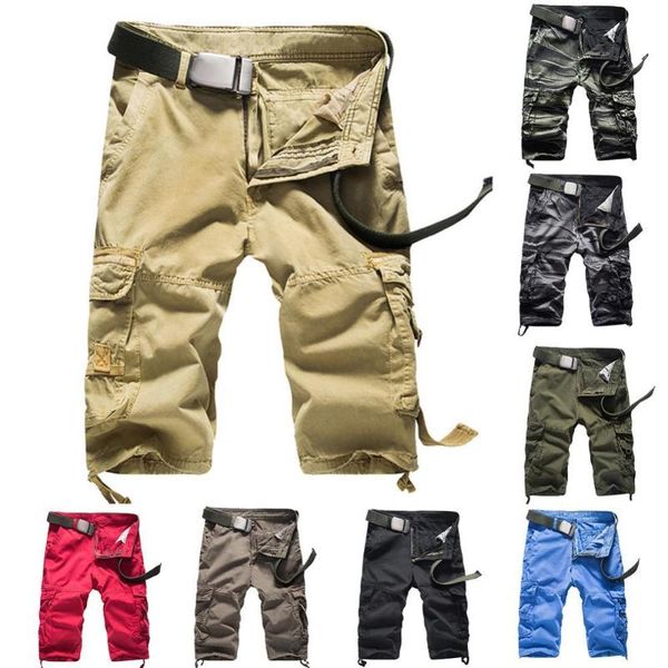 

men's shorts men multi-pocket summer casual sports cycling sweatpants fifth pants outdoor military pocket cargo, White;black