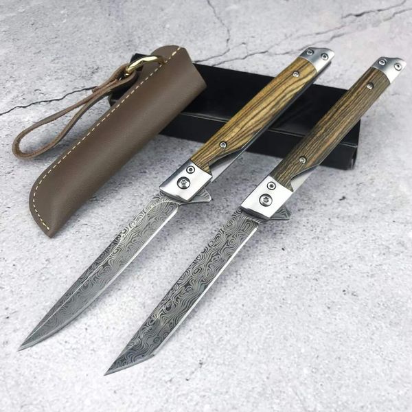 Coltello tascabile Magic Pen Distribuzione rapida dei cuscinetti 5CR18MOV lama affilata 4 stili tra cui scegliere Rivestimento in pelle fatto a mano con manico in ebano Utensili da taglio per esterni EDC