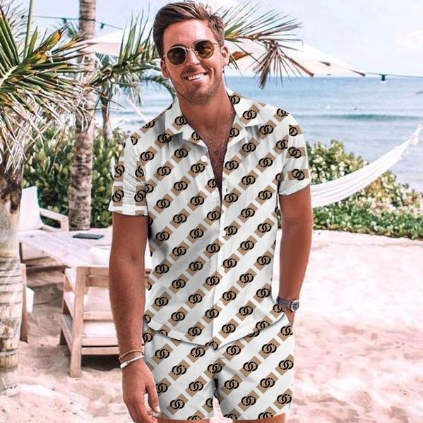

men's casual shirts fashionable shirt, short sleeves, shorts, 2-piece suit, summer polyester fabric sports and leisure loose suit, White;black
